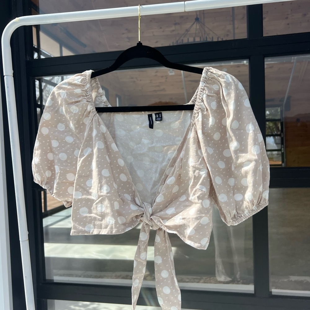 Vero Moda Cream Polka Dot Puff Sleeve Blouse